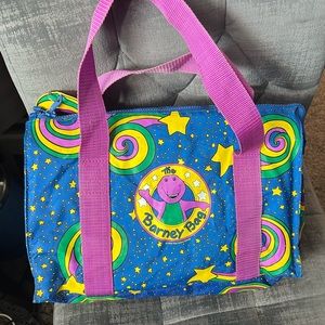 Vintage Barney Bag by Lyons Group 14" Vinyl Zipper Tote